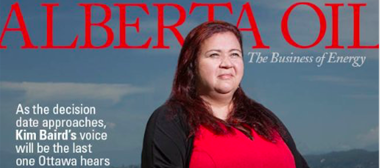 Kinder Morgan panellist Kim Baird on cover of Alberta Oil Magazine