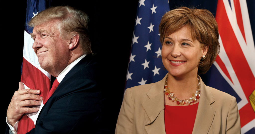 christy clark eyes donald trump's protectionist stance