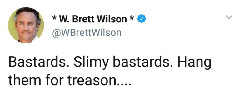 Brett Wilson says on Twitter "hang them for treason"