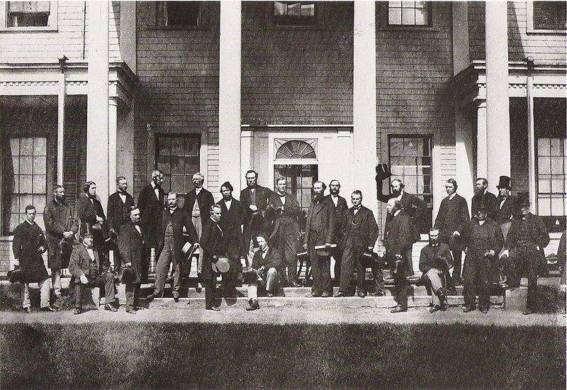 Black and white photo of delegates to Charlottetown Convention in 1864