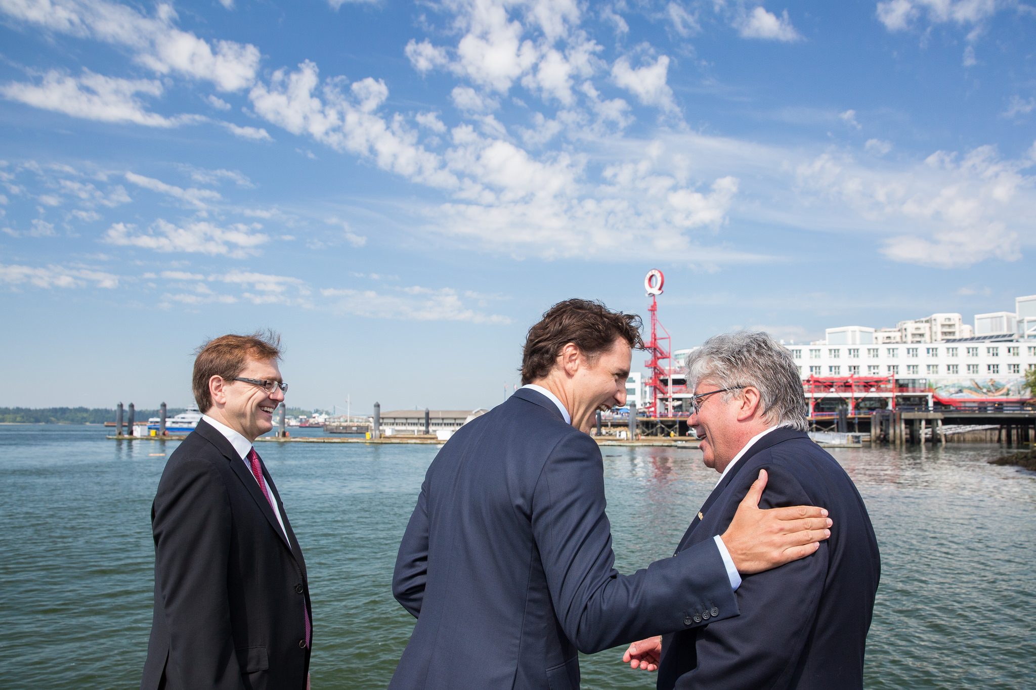 Justin Trudeau laughing at Vancouver Port