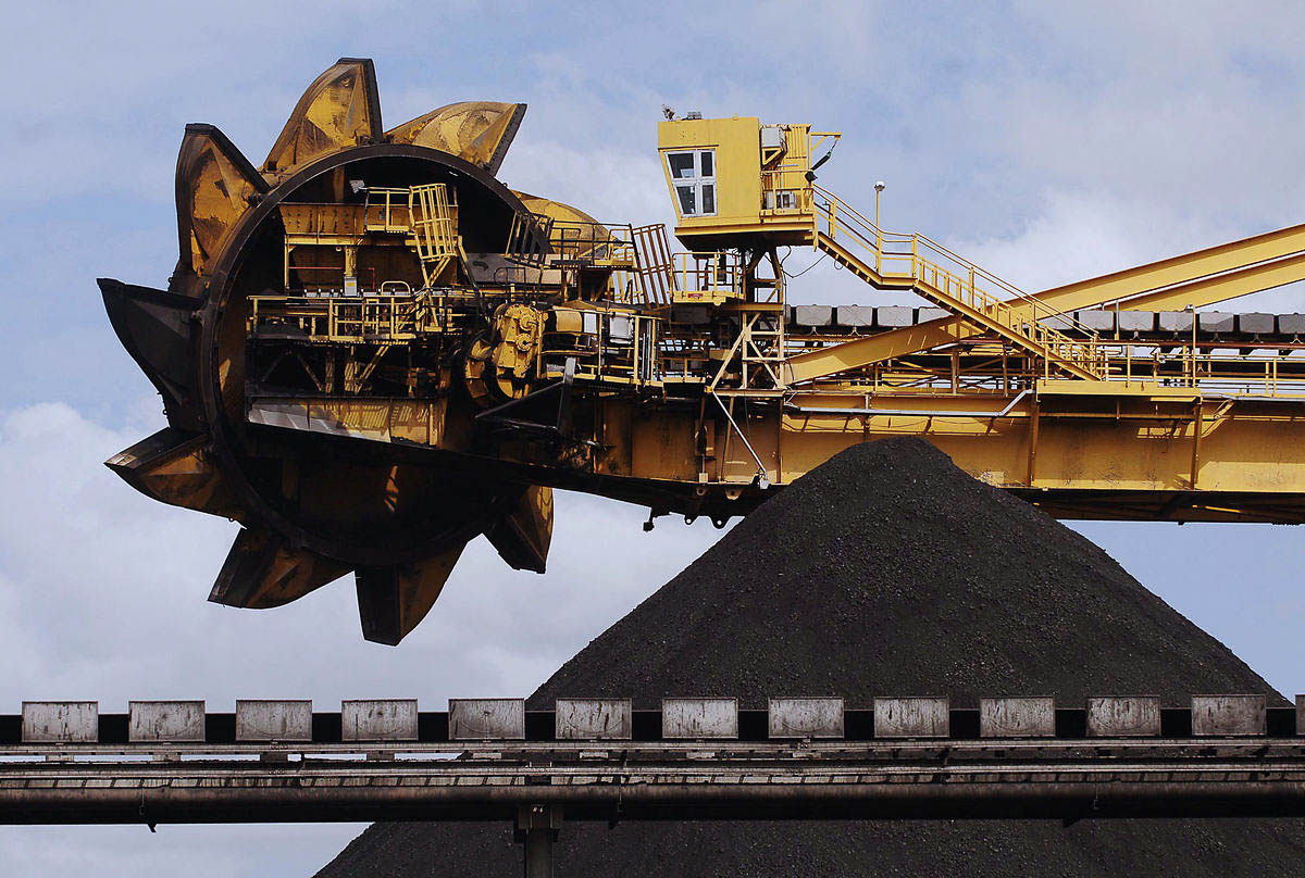 Coal pile and machinery.
