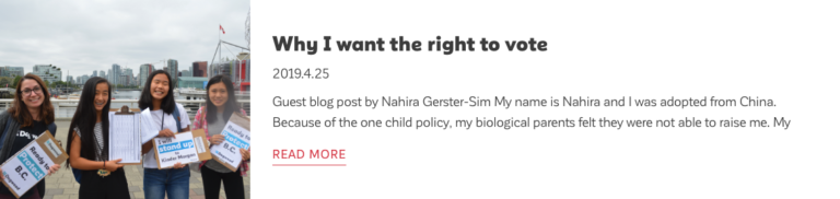 Read blog by Nahira Gerster-Sim: Why I want the right to vote