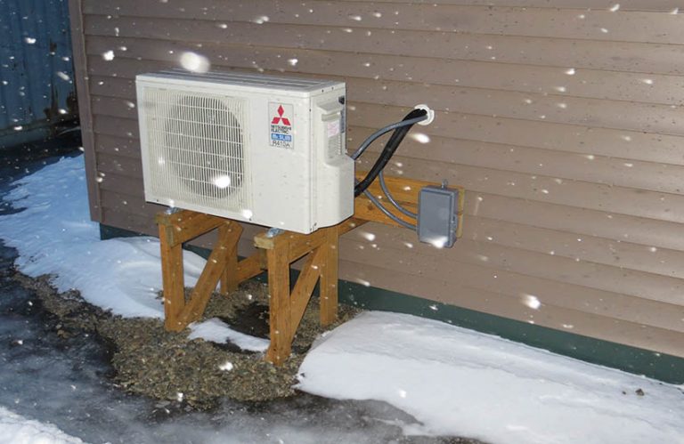 a heat pump in the snow in Alaska