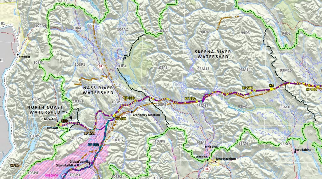 Enbridge's route through the Skeena watershed